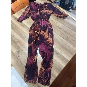 Red's Threads Jumpsuit Womens Medium Long Sleeve Shoulder Pads 3/4 Vintage